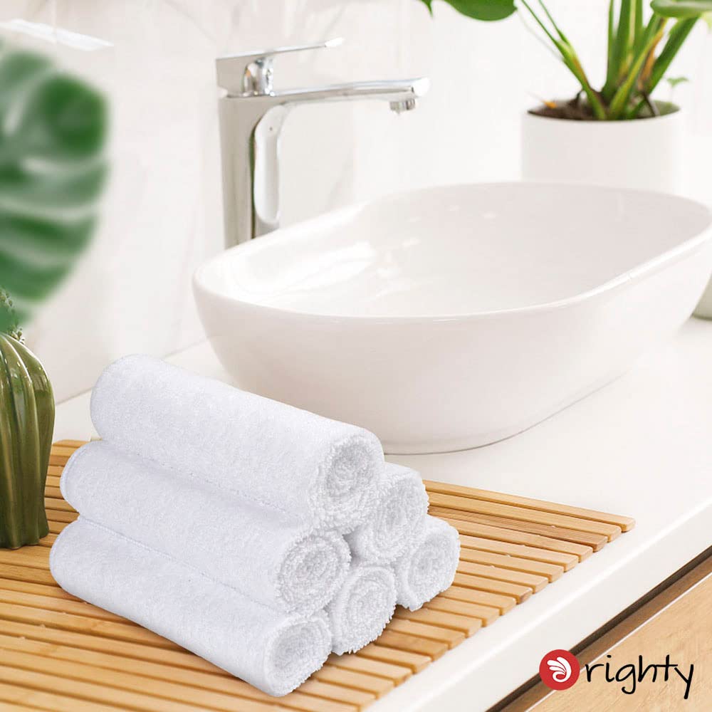 Orighty 6-Pack White Hand Towels - Quick Drying & Absorbent Microfiber Gym Towels 16X28 Inches - Lightweight & Thin White Yoga T